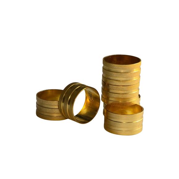 Round Brass Napkin Rings Set of 6, Vintage Made in Hong Kong - Picture 1 of 9